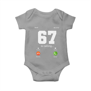 67 Is Calling Meme Baby Onesie Funny Six Seven Phone Call Screen TS02 Sport Gray Print Your Wear