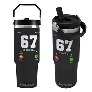 67 Is Calling Meme Flip Straw Tumbler Funny Six Seven Phone Call Screen TS02 One Size: 30 oz Black Print Your Wear