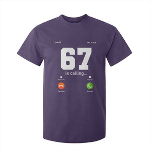 67 Is Calling Meme T Shirt For Kid Funny Six Seven Phone Call Screen TS02 Purple Print Your Wear