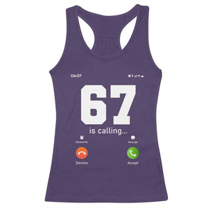 67 Is Calling Meme Racerback Tank Top Funny Six Seven Phone Call Screen TS02 Purple Print Your Wear