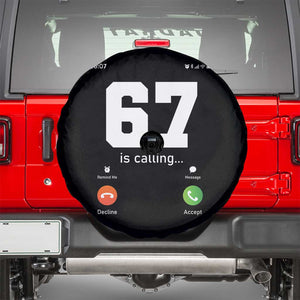 67 Is Calling Meme Spare Tire Cover Funny Six Seven Phone Call Screen TS02 Black Print Your Wear