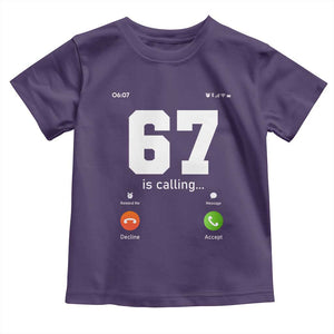 67 Is Calling Meme Toddler T Shirt Funny Six Seven Phone Call Screen TS02 Purple Print Your Wear