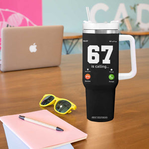 67 Is Calling Meme Tumbler With Handle Funny Six Seven Phone Call Screen TS02 Print Your Wear
