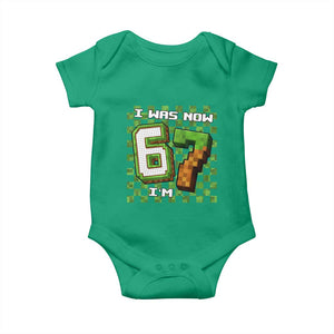 I Was 6 Now I'm 7 Birthday Meme Baby Onesie Pixel Style 67 Gamer Six Seven Joke TS02 Irish Green Print Your Wear