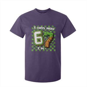I Was 6 Now I'm 7 Birthday Meme T Shirt For Kid Pixel Style 67 Gamer Six Seven Joke TS02 Purple Print Your Wear