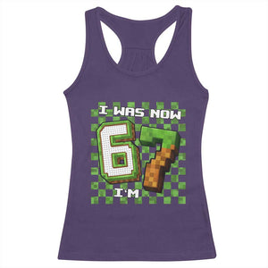 I Was 6 Now I'm 7 Birthday Meme Racerback Tank Top Pixel Style 67 Gamer Six Seven Joke TS02 Purple Print Your Wear