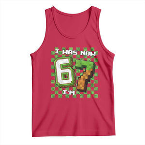 I Was 6 Now I'm 7 Birthday Meme Tank Top Pixel Style 67 Gamer Six Seven Joke TS02 Red Print Your Wear