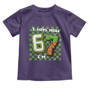 I Was 6 Now I'm 7 Birthday Meme Toddler T Shirt Pixel Style 67 Gamer Six Seven Joke TS02 Purple Print Your Wear