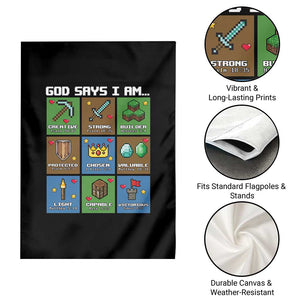 God Says I Am Pixel Art Graphic Garden Flag Christian Affirmation Gamer Bible Verses TS02 Print Your Wear