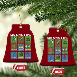 God Says I Am Pixel Art Graphic Ceramic Ornament Christian Affirmation Gamer Bible Verses TS02 Print Your Wear