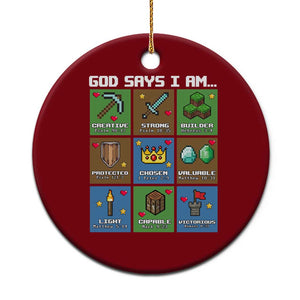 God Says I Am Pixel Art Graphic Ceramic Ornament Christian Affirmation Gamer Bible Verses TS02 1pc Red Print Your Wear