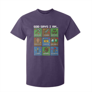God Says I Am Pixel Art Graphic T Shirt For Kid Christian Affirmation Gamer Bible Verses TS02 Purple Print Your Wear