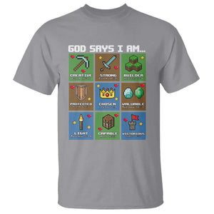 God Says I Am Pixel Art Graphic T Shirt Christian Affirmation Gamer Bible Verses TS02 Sport Gray Print Your Wear