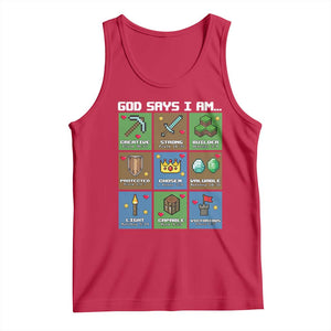 God Says I Am Pixel Art Graphic Tank Top Christian Affirmation Gamer Bible Verses TS02 Red Print Your Wear