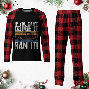 If You Cant Dodge It Ram It Retro Truck Meme Plaid Pajama Set for Gearheads Country Road Warriors TS02 Buffalo Plaid Print Your Wear