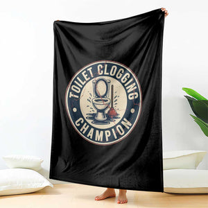 Funny Toilet Clogging Champion Badge Meme Throw Blanket for Poop Legends Gut Bomb Gladiators TS02 Print Your Wear