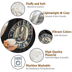 Funny Toilet Clogging Champion Badge Meme Throw Blanket for Poop Legends Gut Bomb Gladiators TS02 Print Your Wear