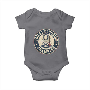 Funny Toilet Clogging Champion Badge Meme Baby Onesie for Poop Legends Gut Bomb Gladiators TS02 Charcoal Print Your Wear
