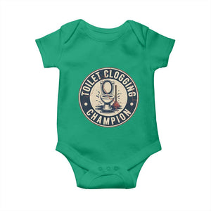 Funny Toilet Clogging Champion Badge Meme Baby Onesie for Poop Legends Gut Bomb Gladiators TS02 Irish Green Print Your Wear