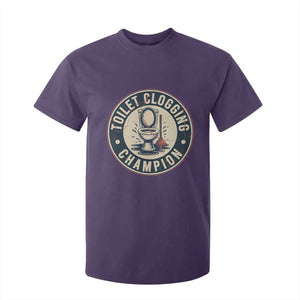 Funny Toilet Clogging Champion Badge Meme T Shirt For Kid for Poop Legends Gut Bomb Gladiators TS02 Purple Print Your Wear