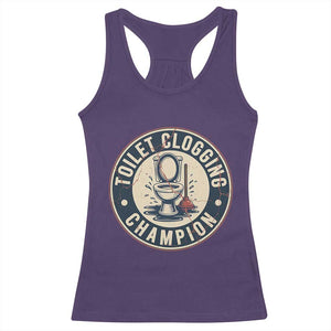Funny Toilet Clogging Champion Badge Meme Racerback Tank Top for Poop Legends Gut Bomb Gladiators TS02 Purple Print Your Wear