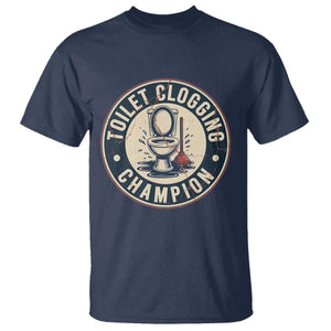 Funny Toilet Clogging Champion Badge Meme T Shirt for Poop Legends Gut Bomb Gladiators TS02 Navy Print Your Wear