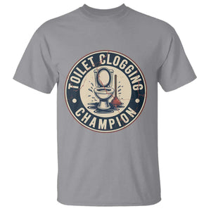 Funny Toilet Clogging Champion Badge Meme T Shirt for Poop Legends Gut Bomb Gladiators TS02 Sport Gray Print Your Wear