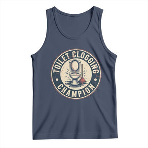 Funny Toilet Clogging Champion Badge Meme Tank Top for Poop Legends Gut Bomb Gladiators TS02 Navy Print Your Wear
