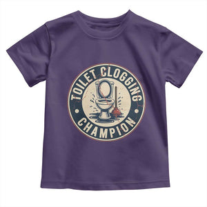 Funny Toilet Clogging Champion Badge Meme Toddler T Shirt for Poop Legends Gut Bomb Gladiators TS02 Purple Print Your Wear