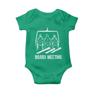 Funny Snowboarding Board Meeting Baby Onesie Chairlift Snowboarders Powder Junkies TS02 Irish Green Print Your Wear