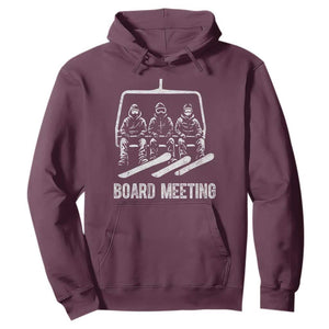 Funny Snowboarding Board Meeting Hoodie Chairlift Snowboarders Powder Junkies TS02 Maroon Print Your Wear