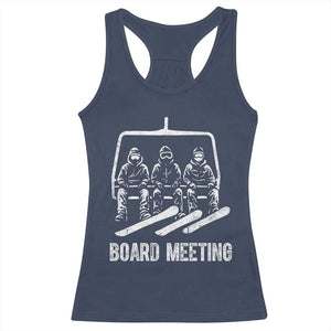 Funny Snowboarding Board Meeting Racerback Tank Top Chairlift Snowboarders Powder Junkies TS02 Navy Print Your Wear