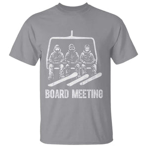 Funny Snowboarding Board Meeting T Shirt Chairlift Snowboarders Powder Junkies TS02 Sport Gray Print Your Wear
