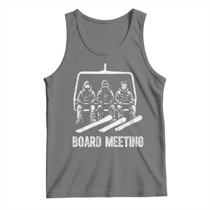 Funny Snowboarding Board Meeting Tank Top Chairlift Snowboarders Powder Junkies TS02 Black Heather Print Your Wear