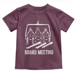 Funny Snowboarding Board Meeting Toddler T Shirt Chairlift Snowboarders Powder Junkies TS02 Maroon Print Your Wear