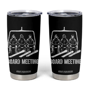 Funny Snowboarding Board Meeting Tumbler Cup Chairlift Snowboarders Powder Junkies TS02 Black Print Your Wear