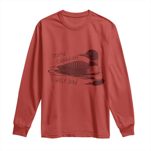 Stupid Canadian Wolf Bird Common Loon Long Sleeve Shirt Funny Absurd Bird Meme Humor TS02 Red Print Your Wear