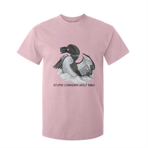 Funny Stupid Canadian Wolf Bird T Shirt For Kid Common Loon with Hockey Puck Bird Meme TS02 Light Pink Print Your Wear
