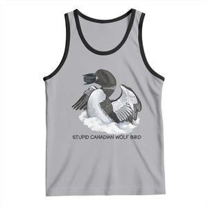 Funny Stupid Canadian Wolf Bird Tank Top Common Loon with Hockey Puck Bird Meme TS02 Athletic Heather Black Print Your Wear