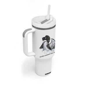 Funny Stupid Canadian Wolf Bird Tumbler With Handle Common Loon with Hockey Puck Bird Meme TS02 Print Your Wear