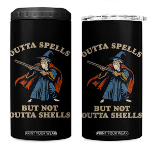 Outta Spells But Not Outta Shells 4 in 1 Can Cooler Tumbler Funny Wizard Fantasy Meme TS02 One Size: 16 oz Black Print Your Wear