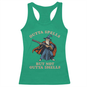 Outta Spells But Not Outta Shells Racerback Tank Top Funny Wizard Fantasy Meme TS02 Irish Green Print Your Wear