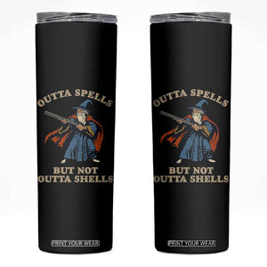 Outta Spells But Not Outta Shells Skinny Tumbler Funny Wizard Fantasy Meme TS02 Black Print Your Wear