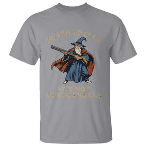 Outta Spells But Not Outta Shells T Shirt Funny Wizard Fantasy Meme TS02 Sport Gray Print Your Wear