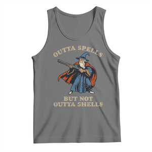Outta Spells But Not Outta Shells Tank Top Funny Wizard Fantasy Meme TS02 Black Heather Print Your Wear