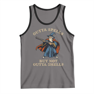 Outta Spells But Not Outta Shells Tank Top Funny Wizard Fantasy Meme TS02 Deep Heather Black Print Your Wear
