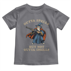 Outta Spells But Not Outta Shells Toddler T Shirt Funny Wizard Fantasy Meme TS02 Charcoal Print Your Wear