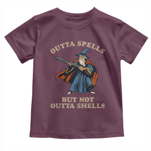 Outta Spells But Not Outta Shells Toddler T Shirt Funny Wizard Fantasy Meme TS02 Maroon Print Your Wear