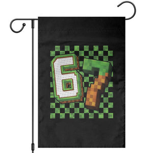 Funny 67 Pixel Style Graphic Garden Flag Viral Six Seven Meme Gamer TS02 Black Print Your Wear