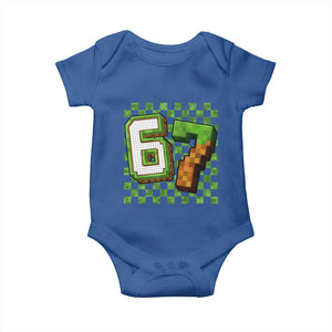 Funny 67 Pixel Style Graphic Baby Onesie Viral Six Seven Meme Gamer TS02 Royal Blue Print Your Wear